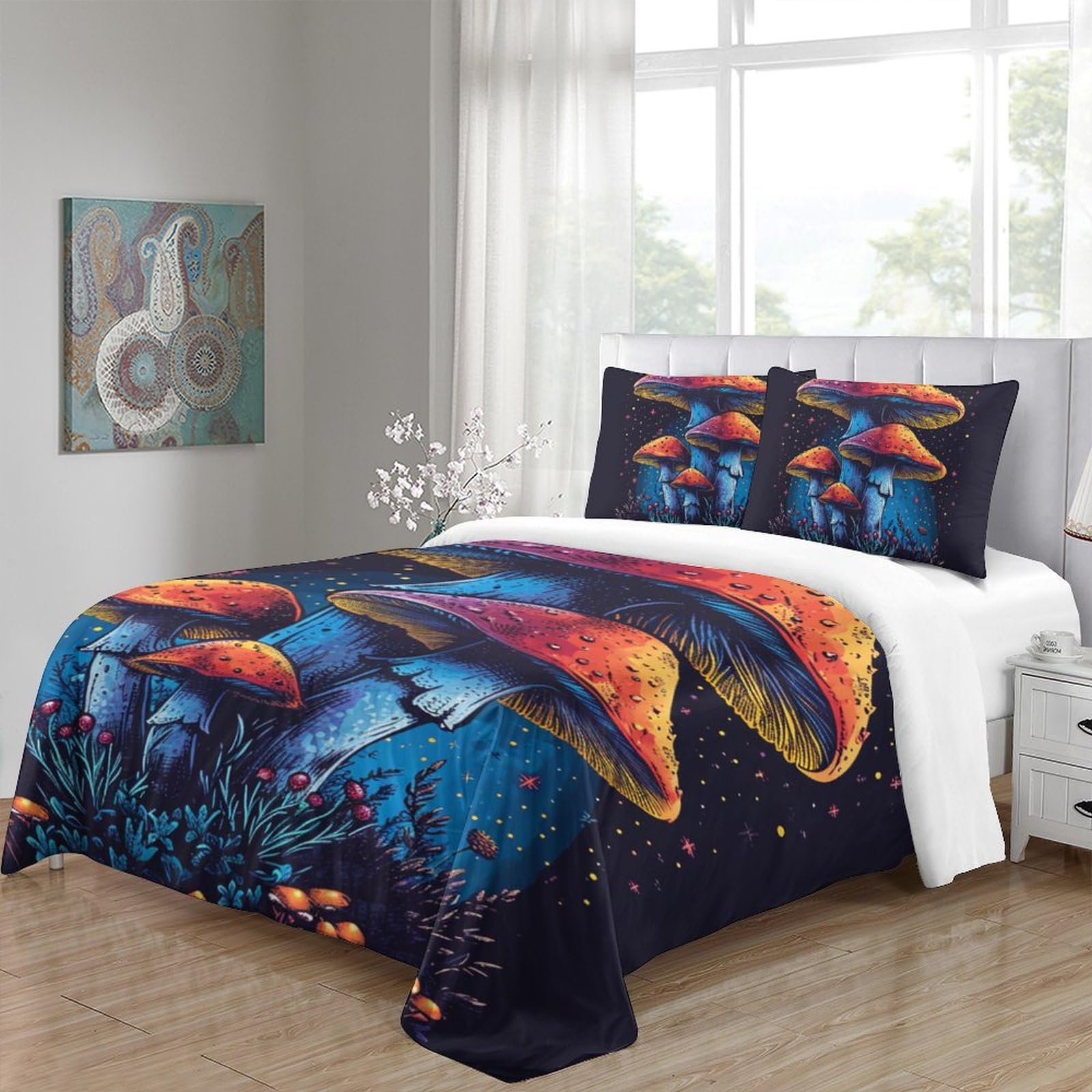 Spargel 3D Gedruckt Blätter Aesthetic 3 Teilig Bettbezug-Sets Mit Kissenbezug Soft Microfaser Luxus Modern Mit Reißverschluss Für Erwachsene Und Kinder King（220x240cm）