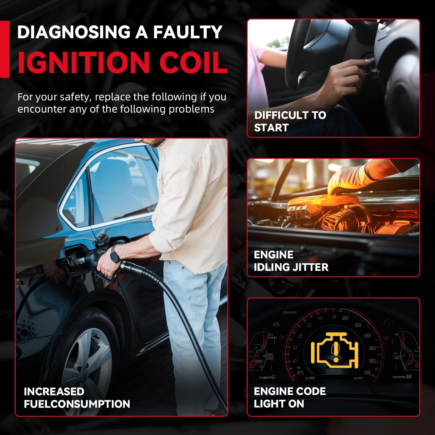 6pcs Ignition Coil Packs 6pcs Iridium Spark Plugs Fit 00-04 Avalon 04-08 Solara 02-06 Camry 01-10 Highlander 01-06 Sienna 3.0L 3.3L V6 99-03 ES300 With VVT 04-06 ES330 99-08 RX300/RX330/RX400h