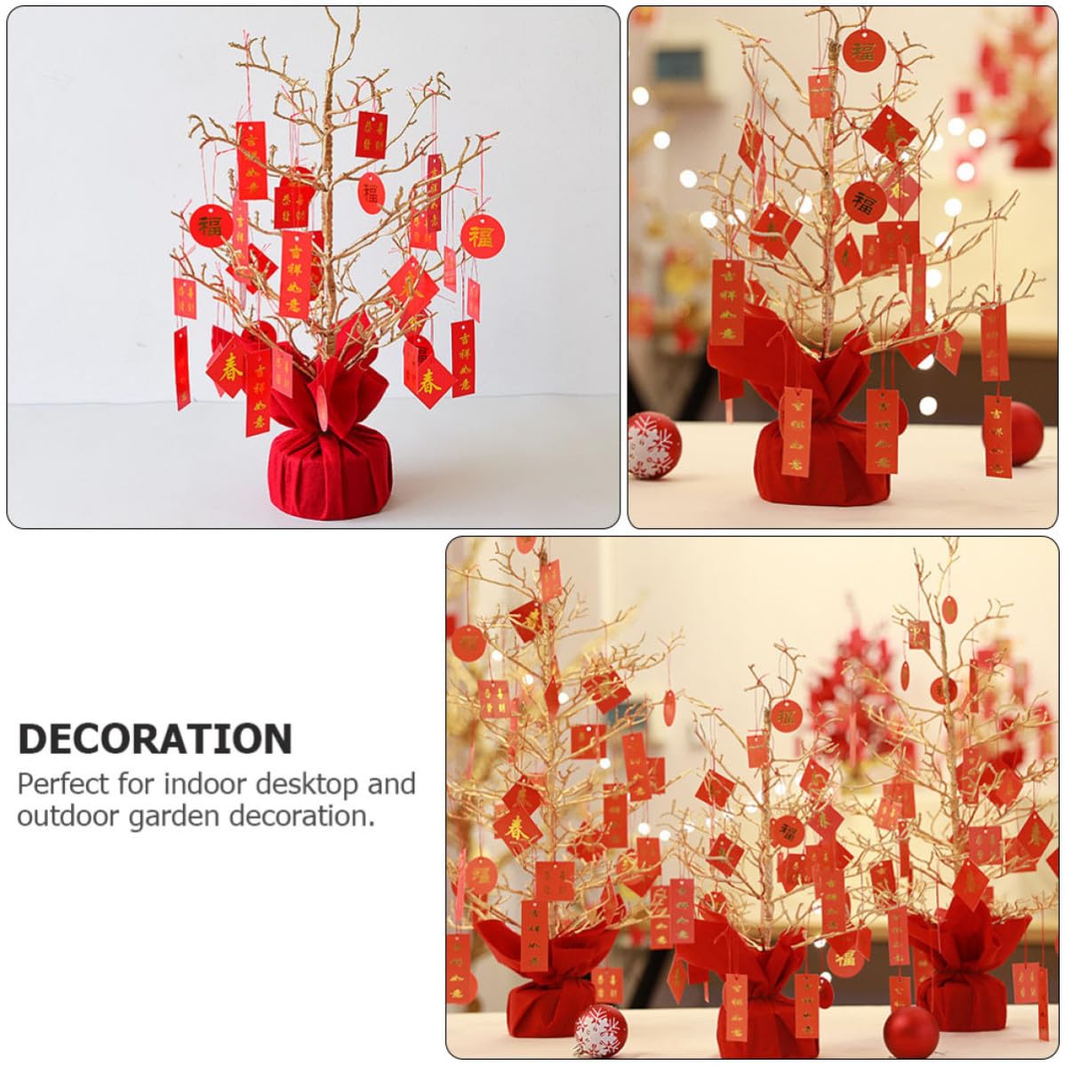 Gatuida 2 Piezas Árbol del Dinero Artificial Rojo de Plástico para