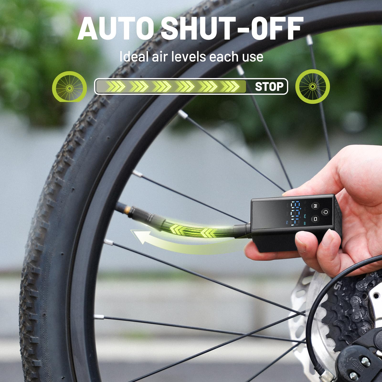 Mini pompe à vélo avec jauge, pompe à pneu de vélo électrique portable 120 psi, pompe à air rechargeable pour route, montagne, vélo électrique et ballon pour valve Schrader et Presta