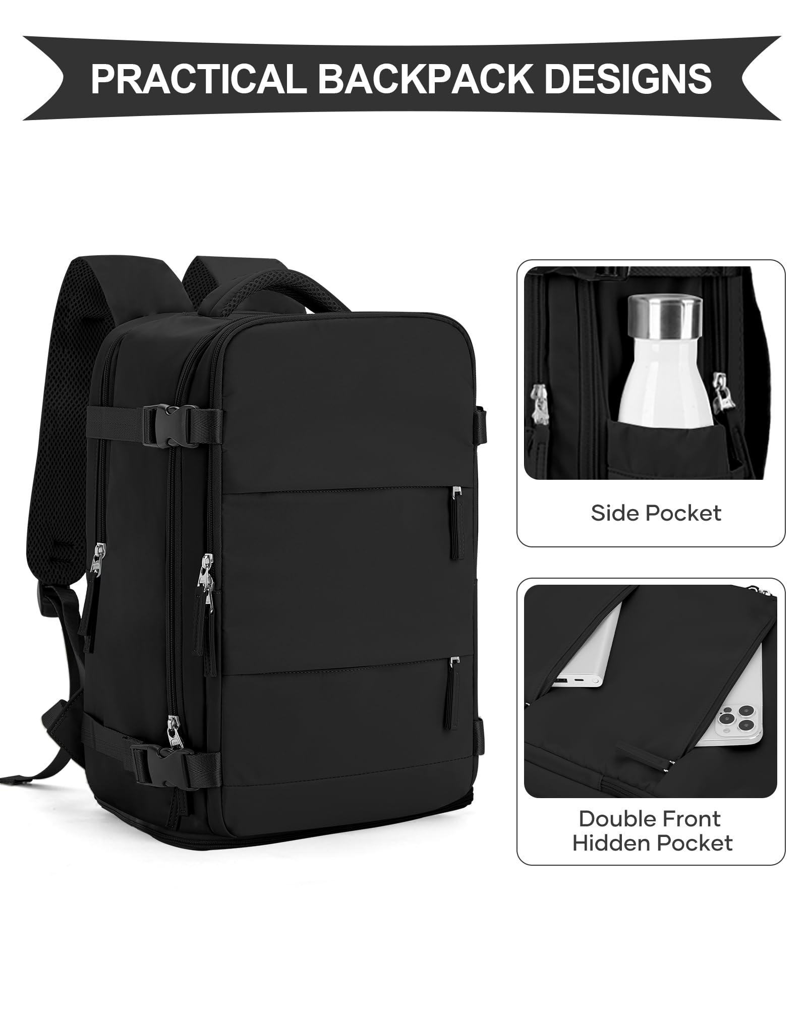 SZLX Zaino Ryanair 40x30x20 Sottovuoto con Pompa Zaino Ryanair 40x20x25 Donna Zaino da Viaggio Wizzair Bagaglio a Mano Uomo per Laptop da 14 Pollici Borse da Cabina 45x36x20 Easyjet con Porta Scarpe