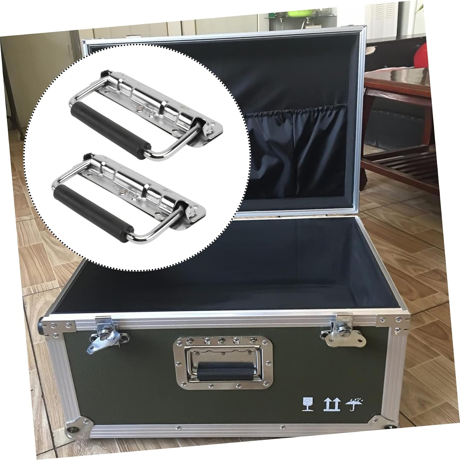 2pcs Case Handles Chrome Plated Heavy Duty Spring Loaded Folding Handles for Flight Case