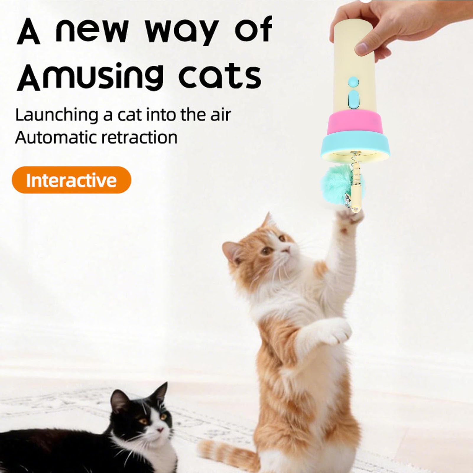 Elektrisches Katzenspielzeug mit Plüschball, interaktives, automatisch einziehbares Katzenspielzeug, Launcher-Spielzeug für Katzen- und Kätzchenübungen im Innenbereich
