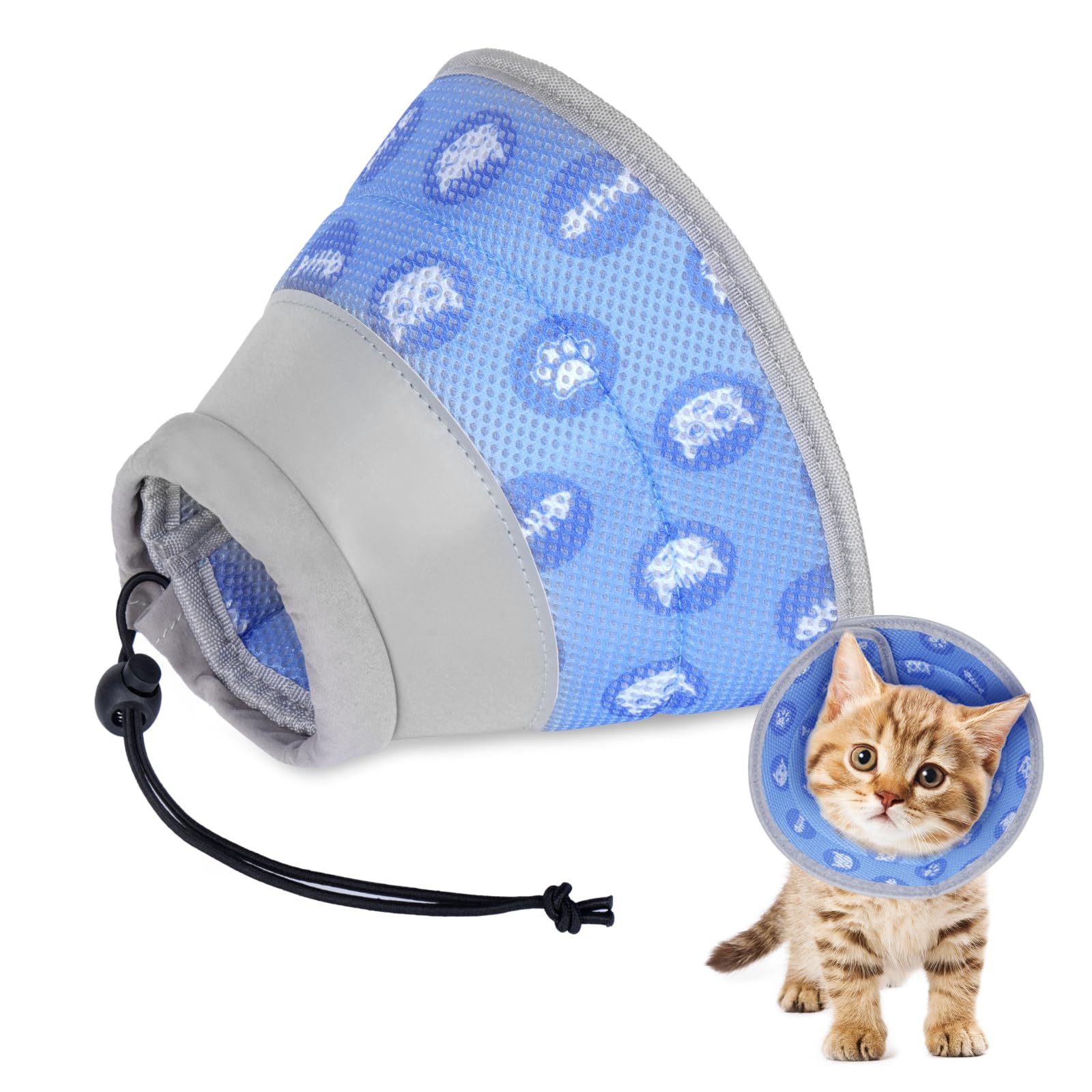 Halskrause Katze,Wiederherstellung Halsband Weich Katze Schutzkragen für Nach Operation und Verletzungen,Faltbaren Weicher Schutzkragen Katze Katzenkragen,für Katzen,Kleine Hunde (blau, S)