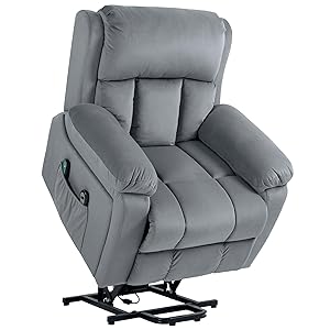HOMCOM Sillón Relax Levanta Personas Eléctrico con 8 Puntos de Masaje Sillón Eléctrico Reclinable Función de Calor Asiento Extra Grande Bolsillo Lateral y Mando a Distancia Gris