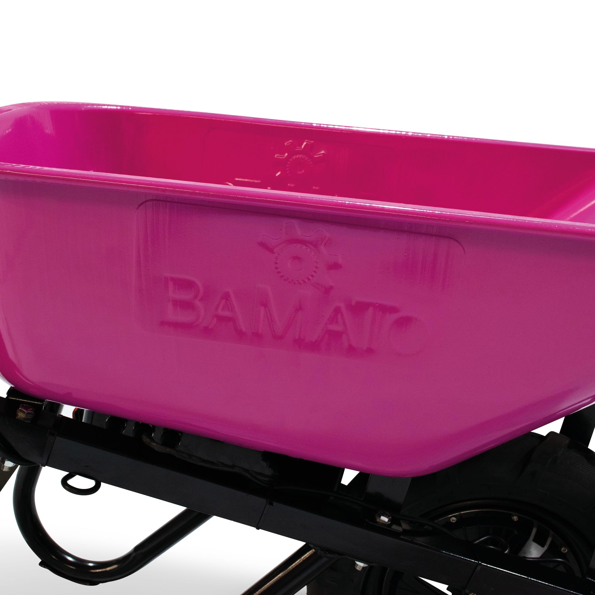 BAMATO Elektro-Schubkarre MTR-155 Pink Edition 150kg 75L Muldenschubkarre | Elektrische Muldenschubkarre mit 150kg Traglast | Stufenlos regelbar bis 6 km/h | Robustes 75L Volumen in stylischem Pink
