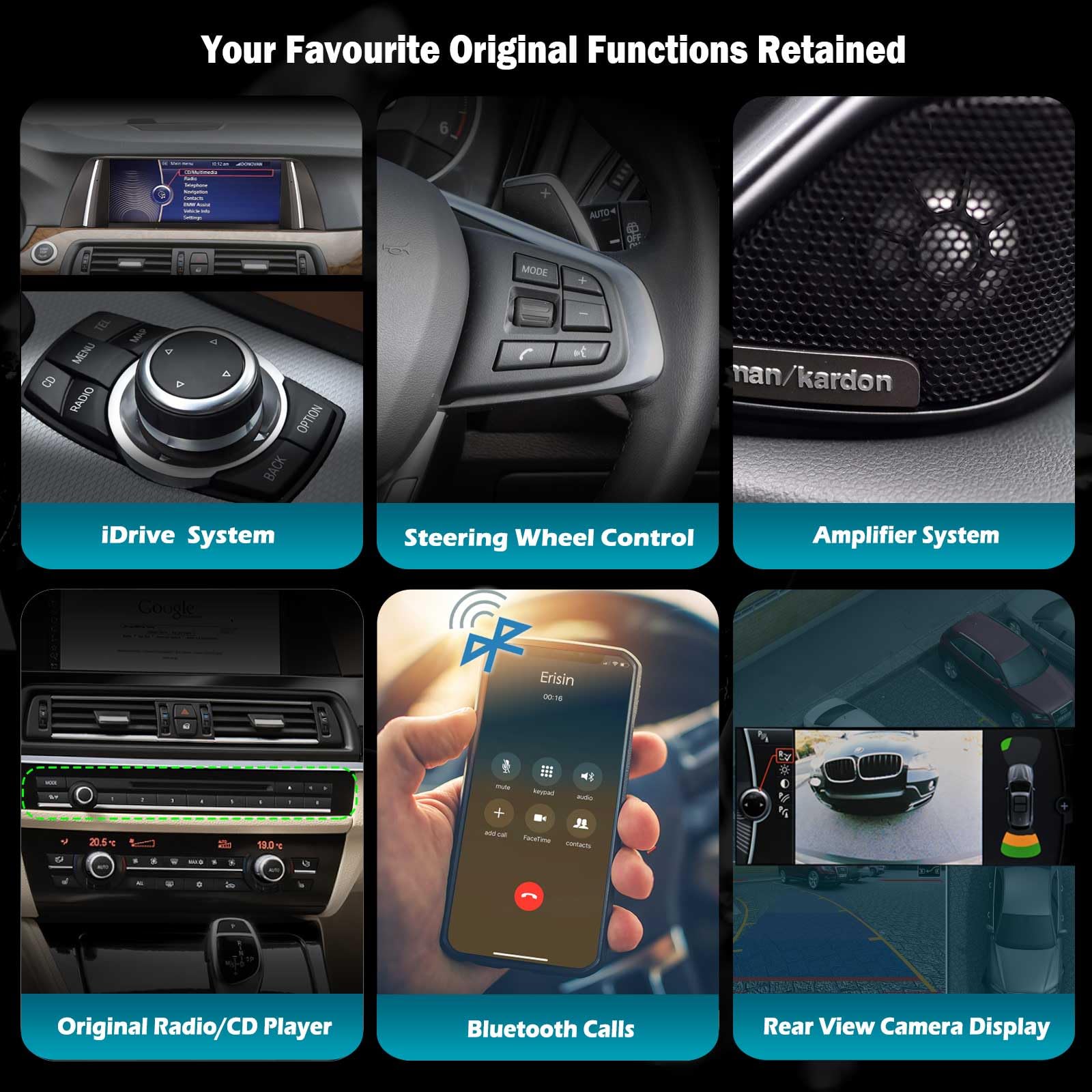 Erisin Autoradio Android 14 Per BMW Serie 5 F10/F11 (2010-2012) CIC - 10,25'' GPS Navigatore Wireless CarPlay