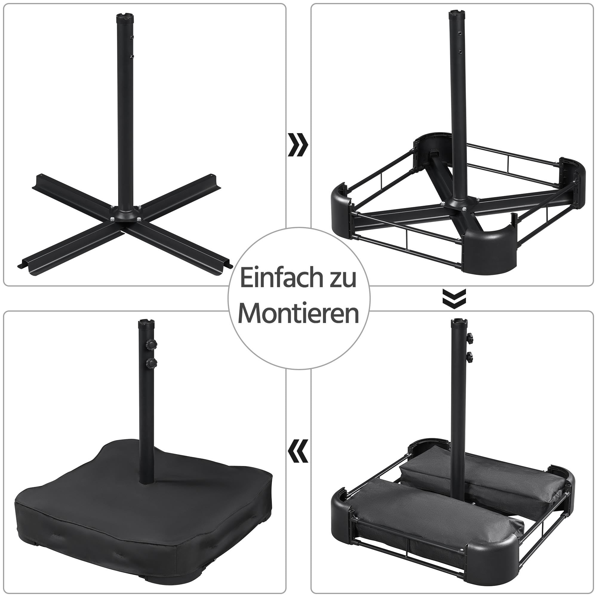 Yaheetech Parasol przeciwsłoneczny ze stojakiem, wspaniały parasol tarasowy z podstawą do ochrony przed słońcem, na balkon/taras/do ogrodu, prostokątny, z ochroną UV 50+