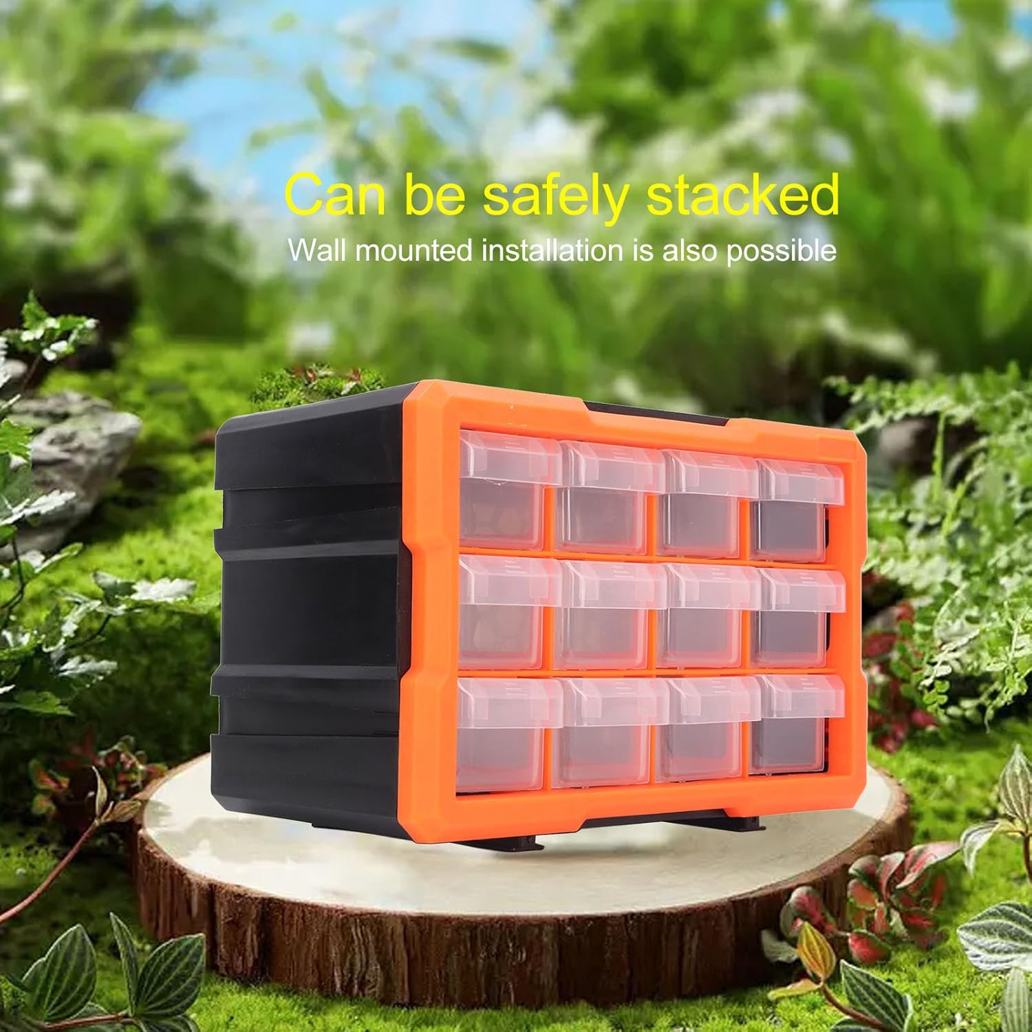12 Drawer Plastic Parts, Wall Mounted Transparent Drawers Plastic Parts, Stackable Plastic Drawers Organizer, Stackable Tool Storage Box for Hardware, Parts, Crafts