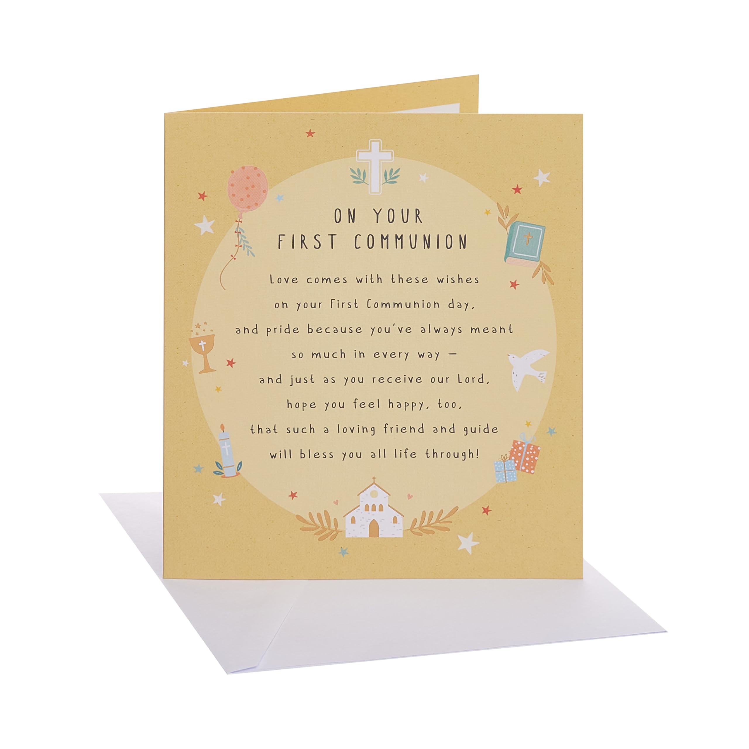 UK Greetings | Communion Card | Congratulations Card | Her/Him | With Envelope | 15.9 x 18.4 cm