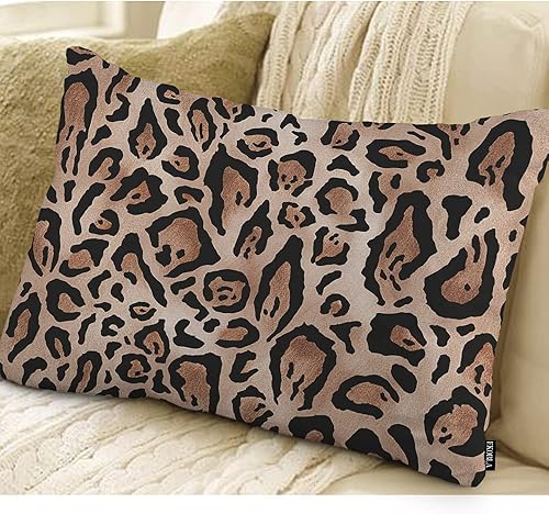 Miniatura 2 de Ekobla Funda de almohada de 12 x 20 pulgadas, funda de almohada de piel de leopardo, estampado real de jaguar marrón camuflaje, funda de almohada de