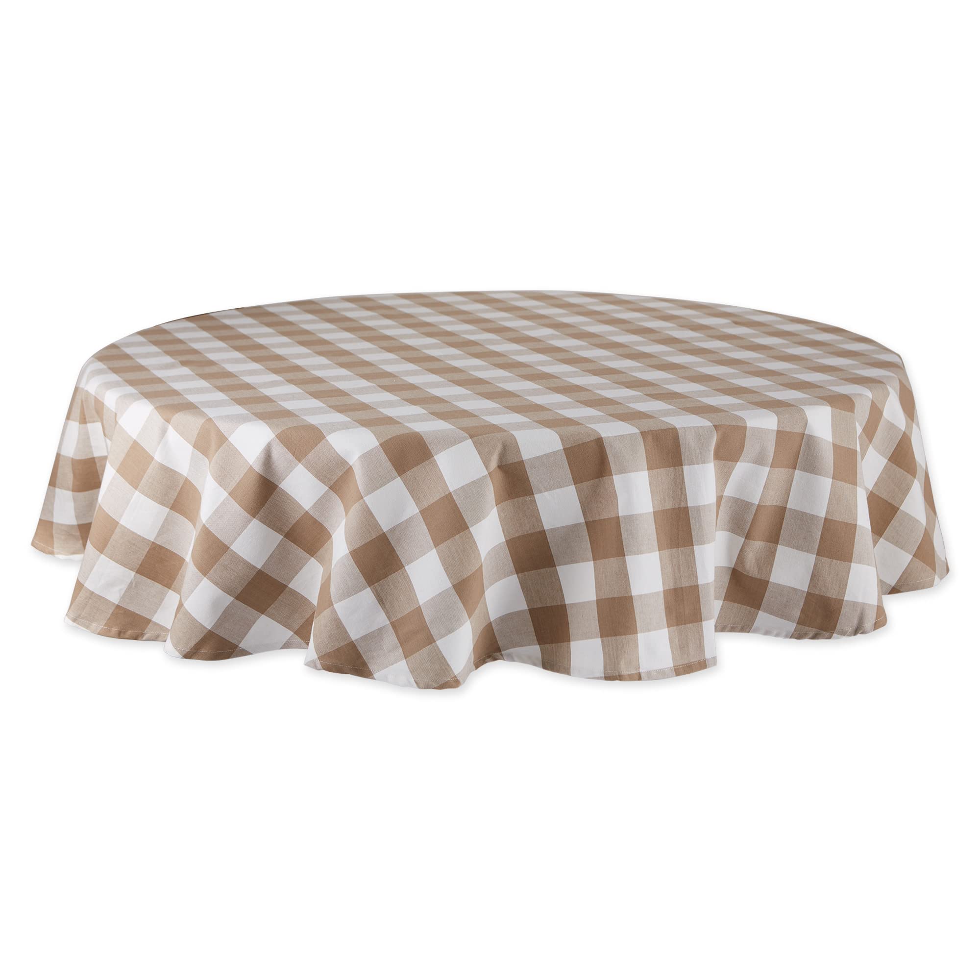 DII Classic Farmhouse, Cotton, Stone, Tablecloth, 70" Round, 70 inch (Round)