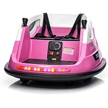 12V Electric Bumper Car for Kids, 360 Spin Ride On with Remote, Pink | 2-Speed Driving, 5-Point Safety Harness, LED Lights, Built-In Music, USB Audio, Rear Tool Box