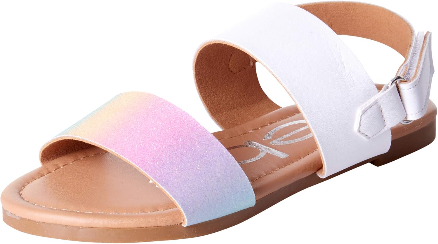 bebe Girls’ Sandal – Two Strapped Patent Leatherette Glitter Sandals (Toddler/Little Kid)
