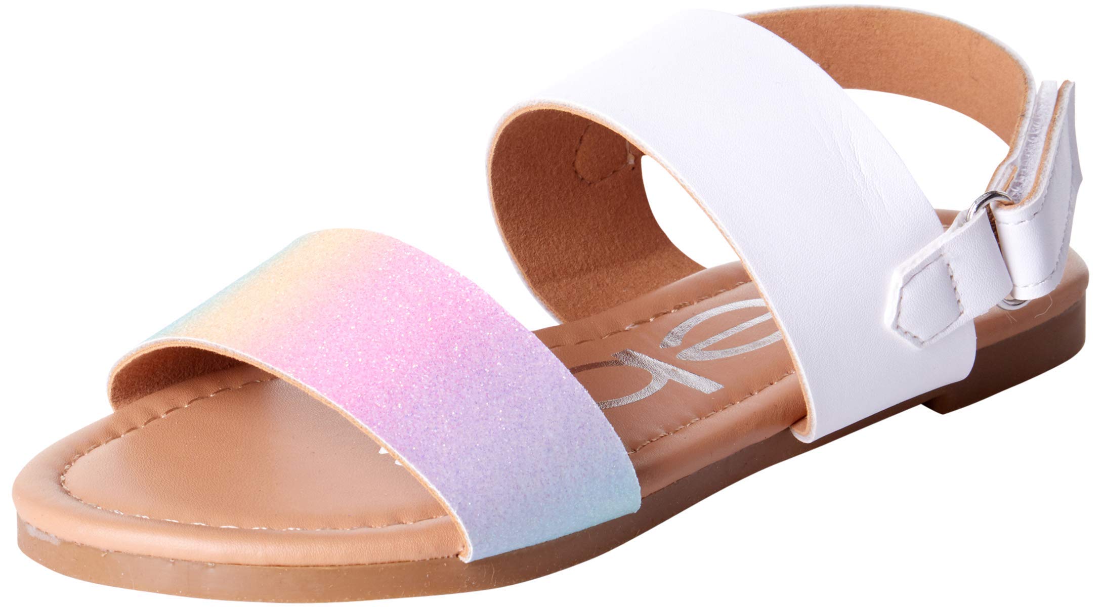 bebe Girls Sandals - Big girl and Toddler Girl Sandals with Durable Leather and Glitter Straps, Summer Dress Shoes for Girls