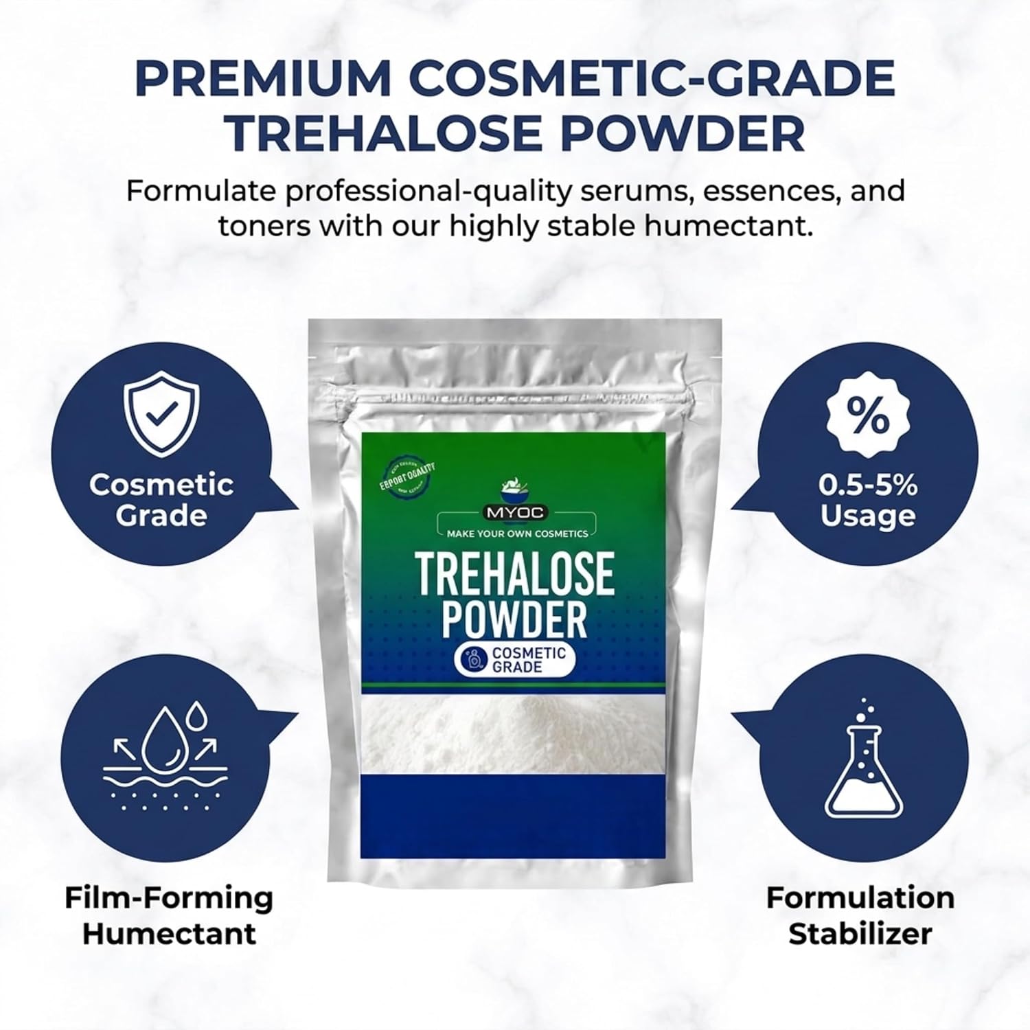 Trehalose (4 oz / 115g) Cosmetic Grade Humectant Sugar for Serums, Toners & DIY Formulations