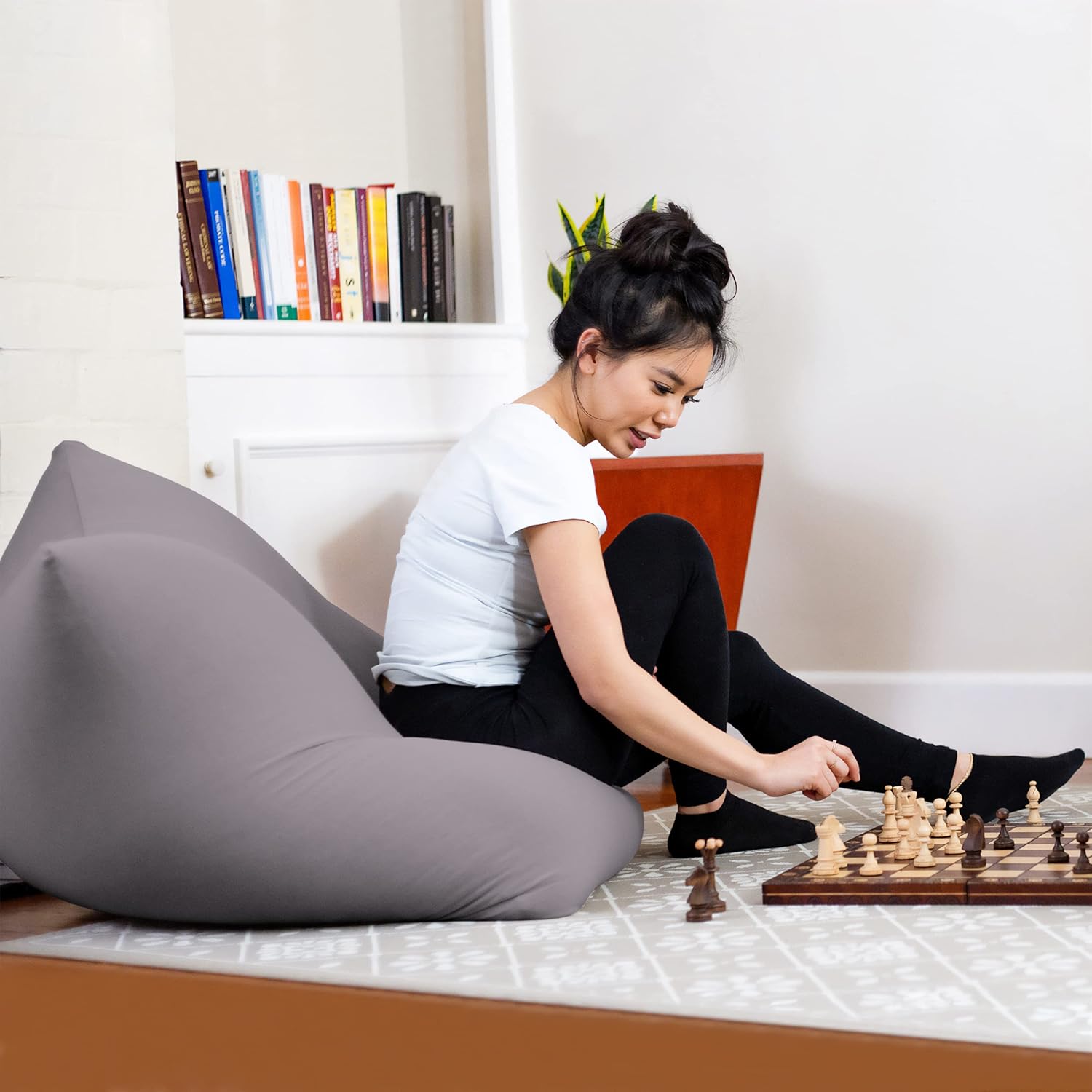 Yogibo Mini Bean Bag, Small Beanbag Chair for Kids, Teens and Adults, Great for Meditation and Sitting, Fibead Filling Conforms to Body, Washable, Removable Cover, Light Grey