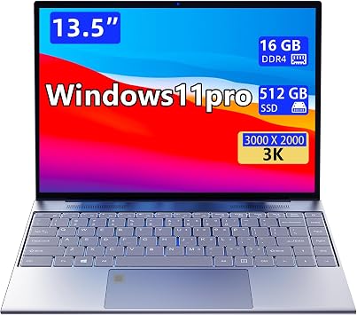 Morostron Win11 Laptop, 13.5" 3000 x 2000 IPS Display, 16GB + 512GB SSD, Core 10th Generation i5-1035G1, Slim Notebook, Full Metal, Backlit Keyboard, 3.6GHz, Full Function Type C, Finger Print
