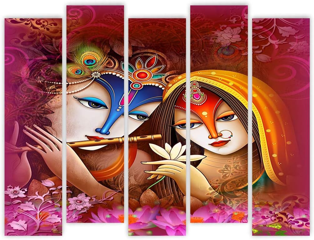 HD RAPID DESIGN Multiple Frames Split Art Texture MDF Wall Paintings, Wall Art Panels UV Painting for Home Decorations, Living Room, Bedroom, Office, Drawing Room - 5 Frames