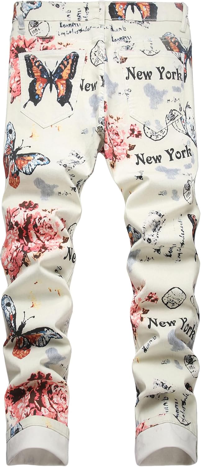 Men's Casual Stylish Straight Slim Fit Jeans Young Hiphop Skinny Denim Pants - Image 2