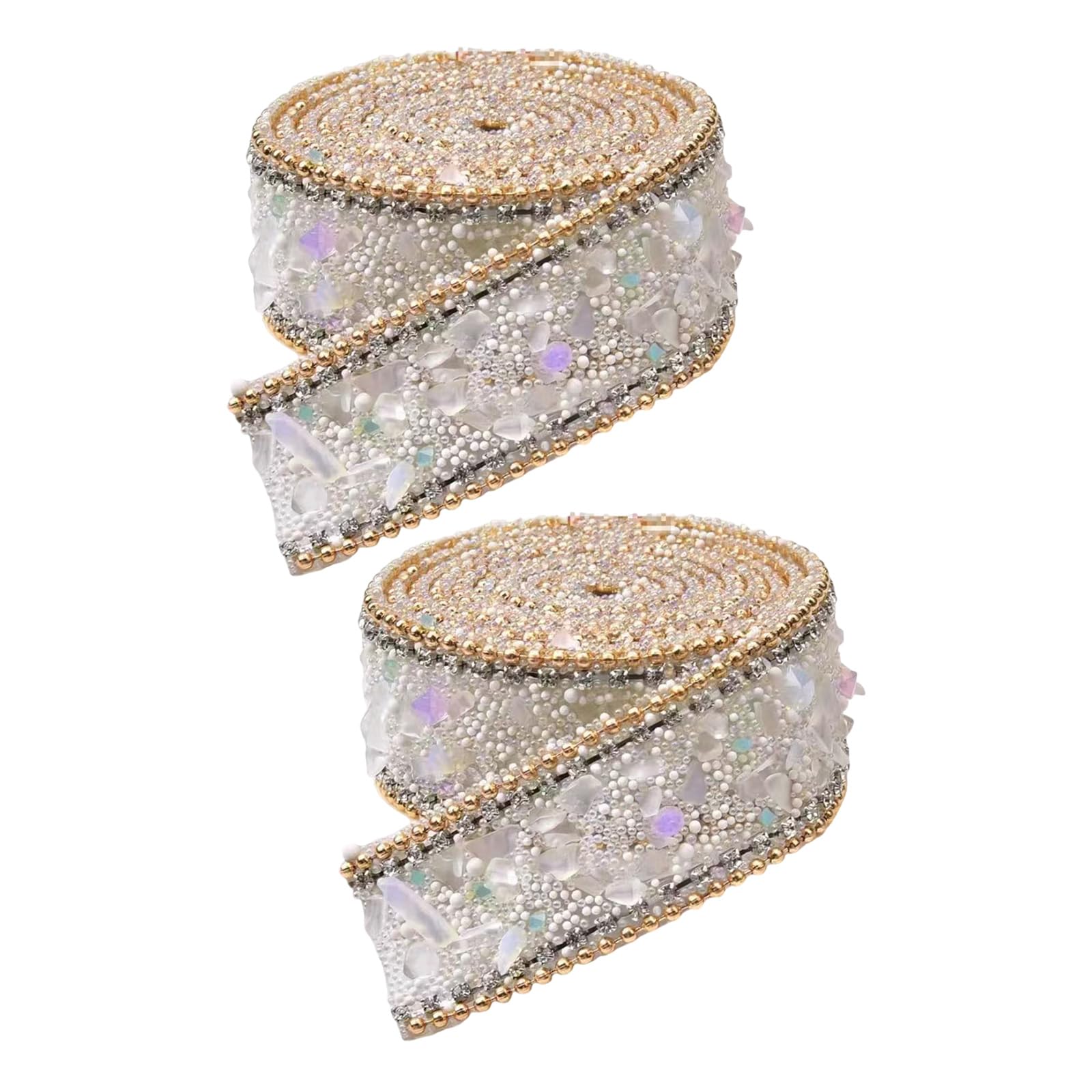 Nucelit 2 Rolls Rhinestones Ribbons Rhinestones Chain Iron/Sew on Trim for Dress Decoration