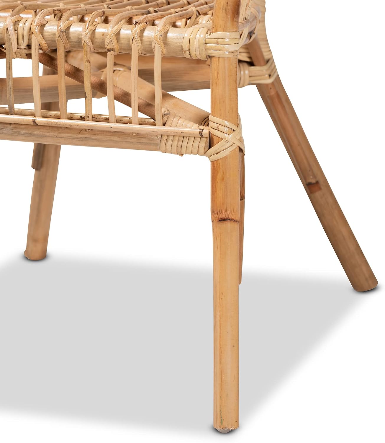 Bali & pari Alleta Modern Bohemian Natural Rattan 2-Piece Dining Chair Set
