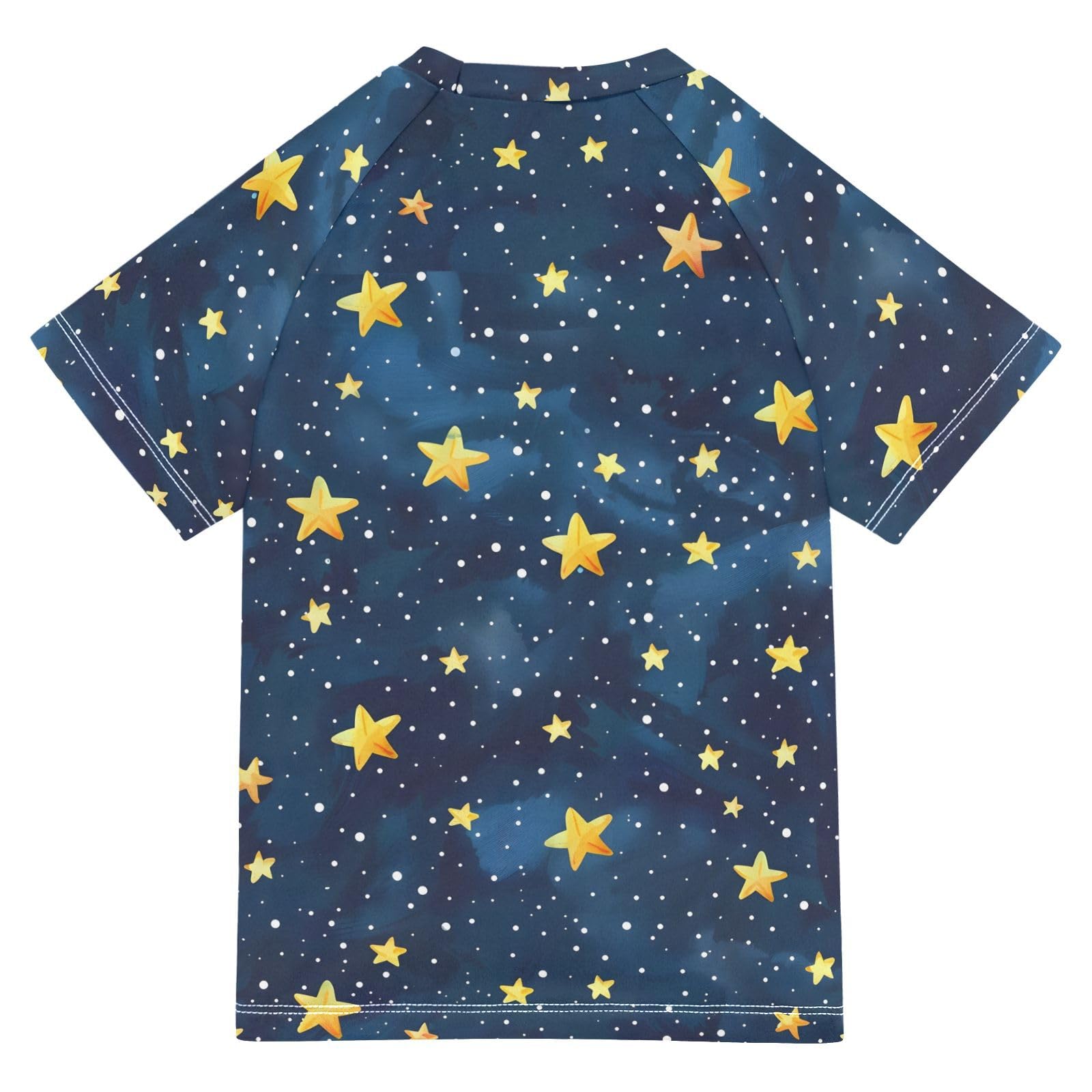 ALAZA Boys Rash Guard Swimming Shirt for Boys Short Sleeve Stars in Dark Nigh UPF 50+ 5-6T