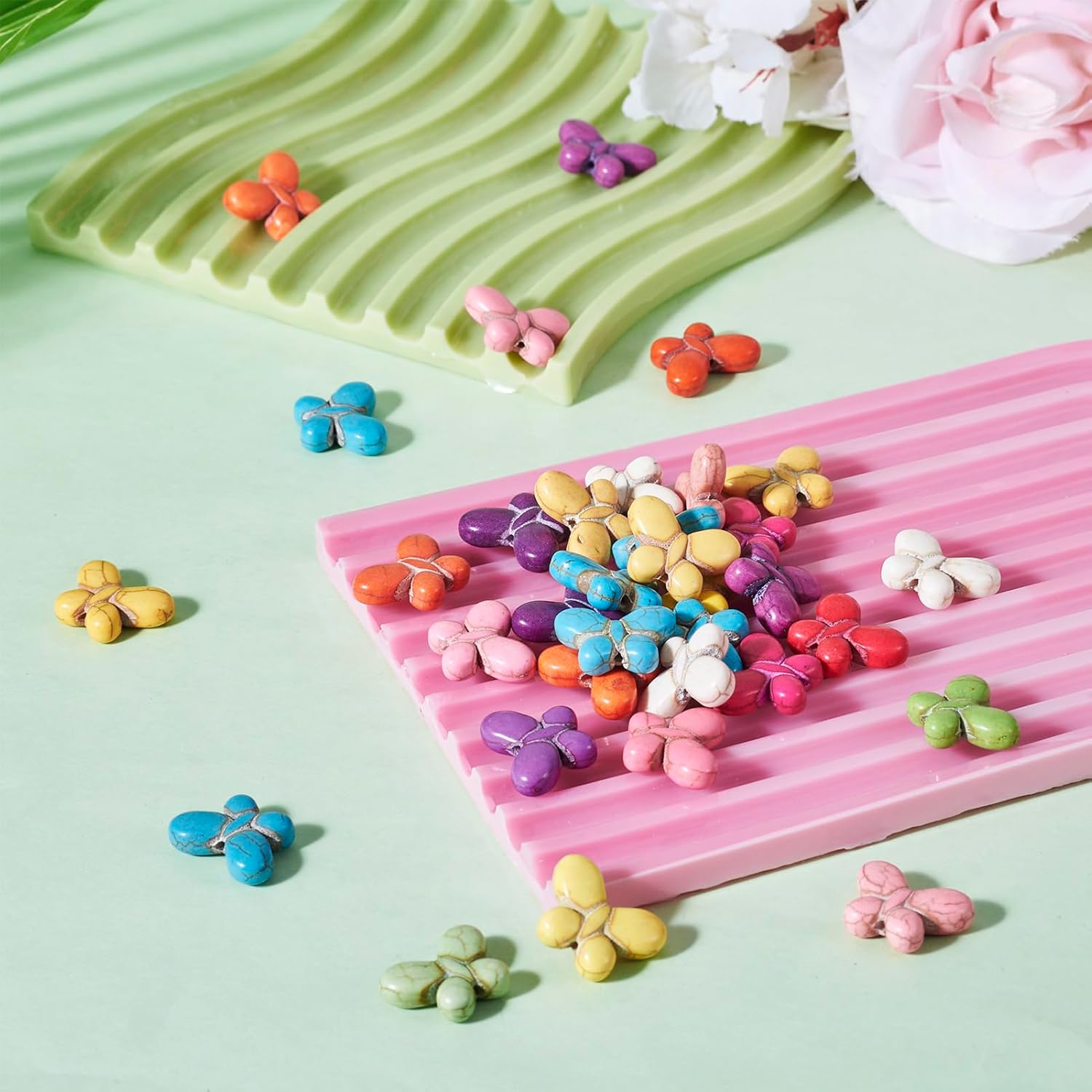 35Pcs Turquoise Butterfly Beads Butterfly Gemstone Beads Colorful Butterfly Pony Bead Natural Gemstone Loose Bead for Women DIY Crafts Bracelet Earring Jewelry Making - Image 6