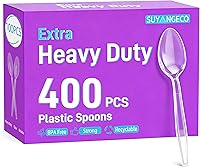 Vista 8 de Juego de cubiertos de plástico transparente de 360 unidades, tenedores, cucharas, cuchillos, utensilios desechables resistentes, paquete a granel