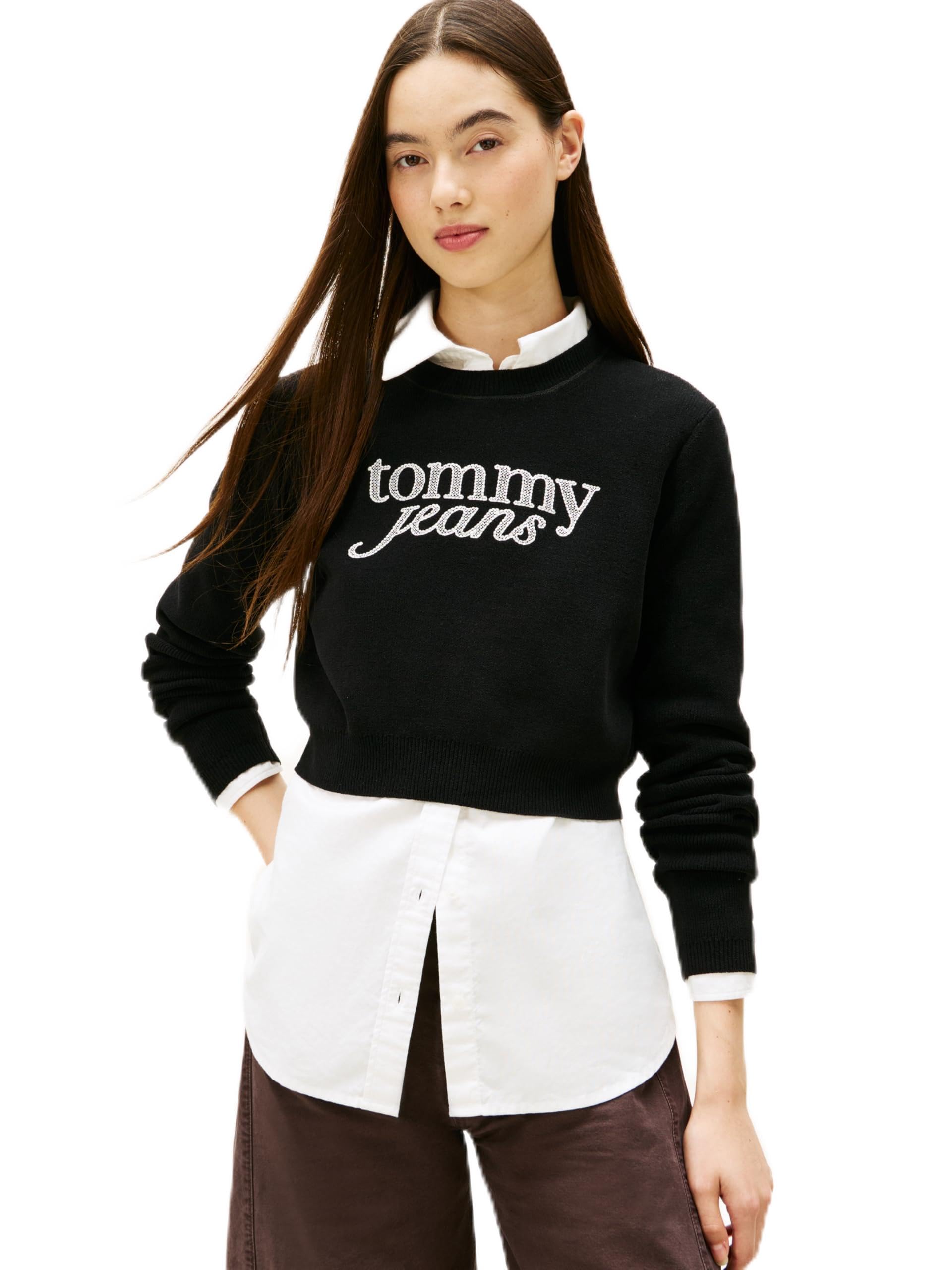 TJW CROP CHENILLE SCRIPT SWEATER Kazak Kadın