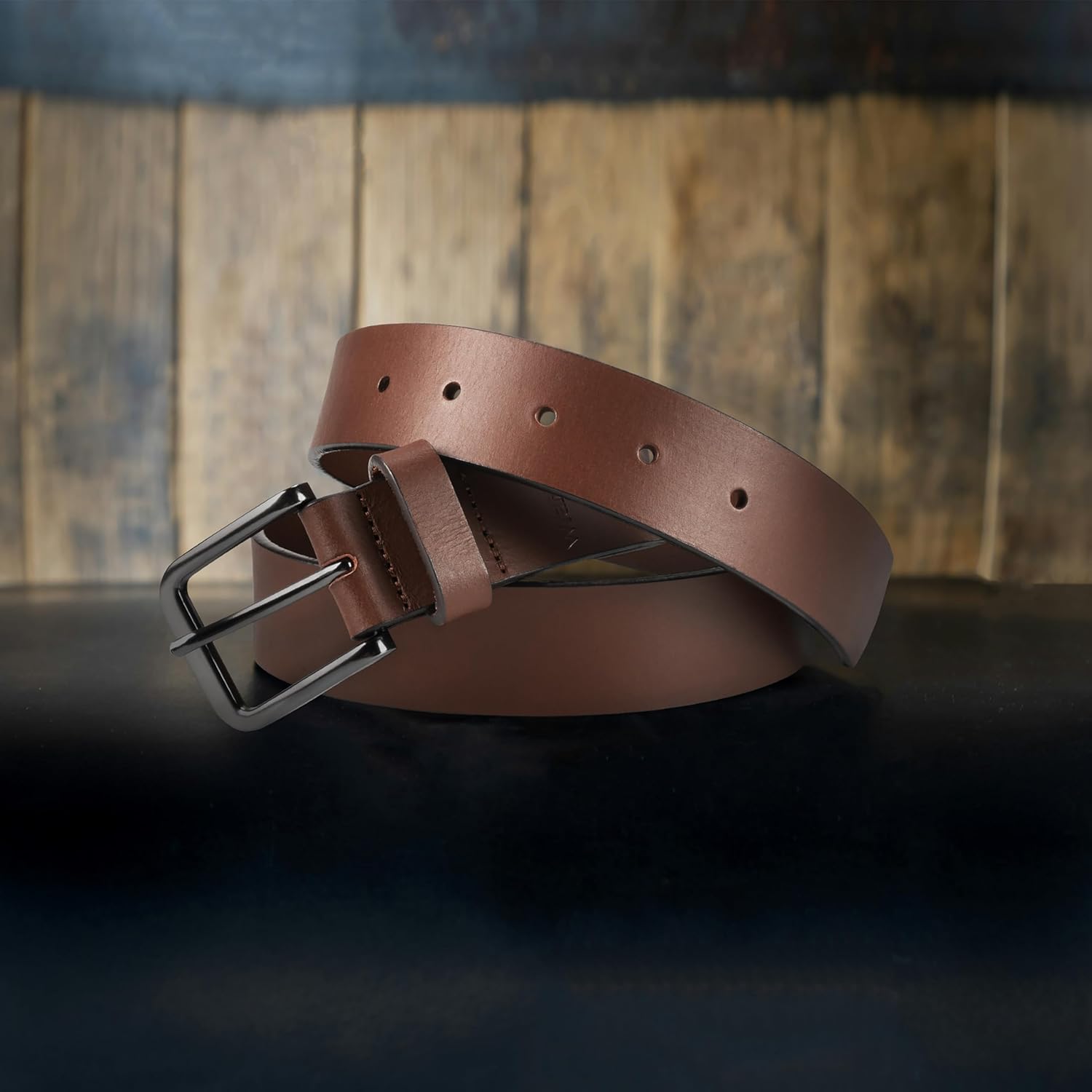 Wrangler Men’s Full Grain Genuine Leather 35mm Thick Casual Belt for Jeans, Pants - Image 5