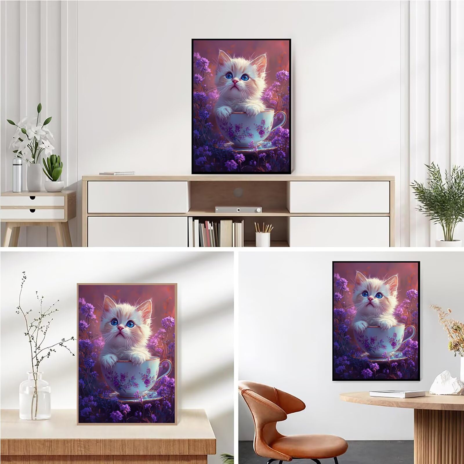 Diamond Painting Kit Completo, Diamond Painting Animale, 5D Quadrato Pittura Diamante Kit Manualidades Adultos DIY Diamantini Crystal Art Disegni Ricamo Punto Croce Artigianale, 60x90cm Gatto j0-864