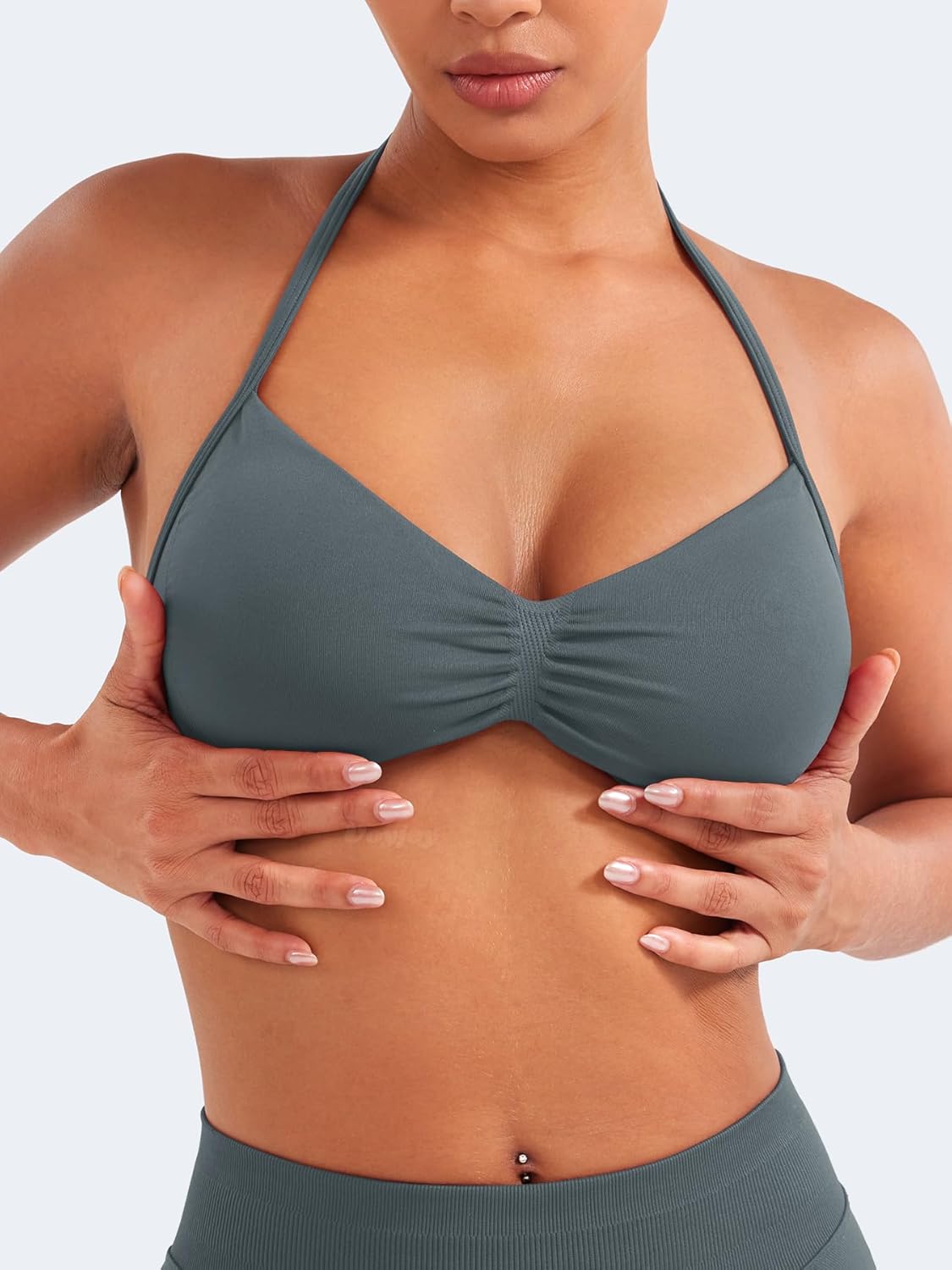 VOYJOY Impact Strappy Sports Bra Adjustable Padded Workout Gym Yoga Bra Crop Top for Women - Image 5