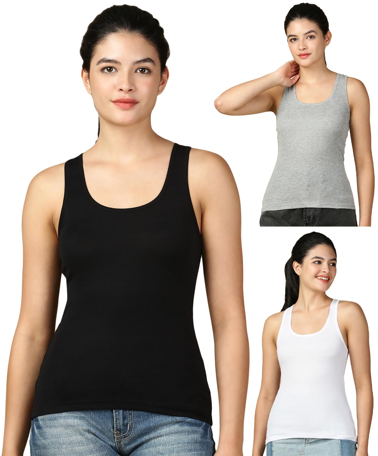 lux cozi Women Cotton Racerback Tank Top | Pack of 3-picture-20
