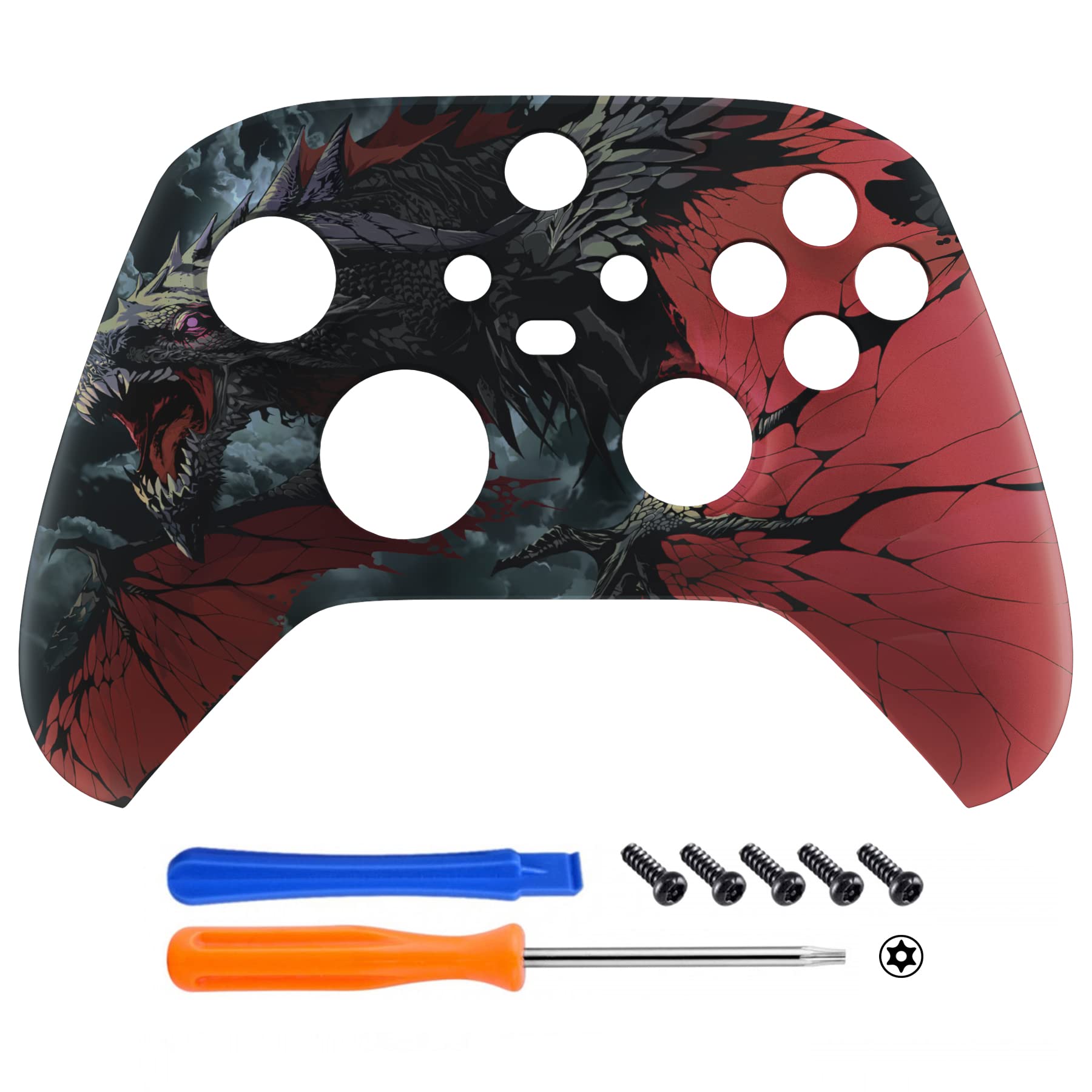 eXtremeRate Custom Shell for Xbox Series X & S Controller - Revitalize Your Controller - Roaring Dragon Replacement Cover Front Housing Cover for Xbox Core Controller Wireless [Control NOT Included] - 4