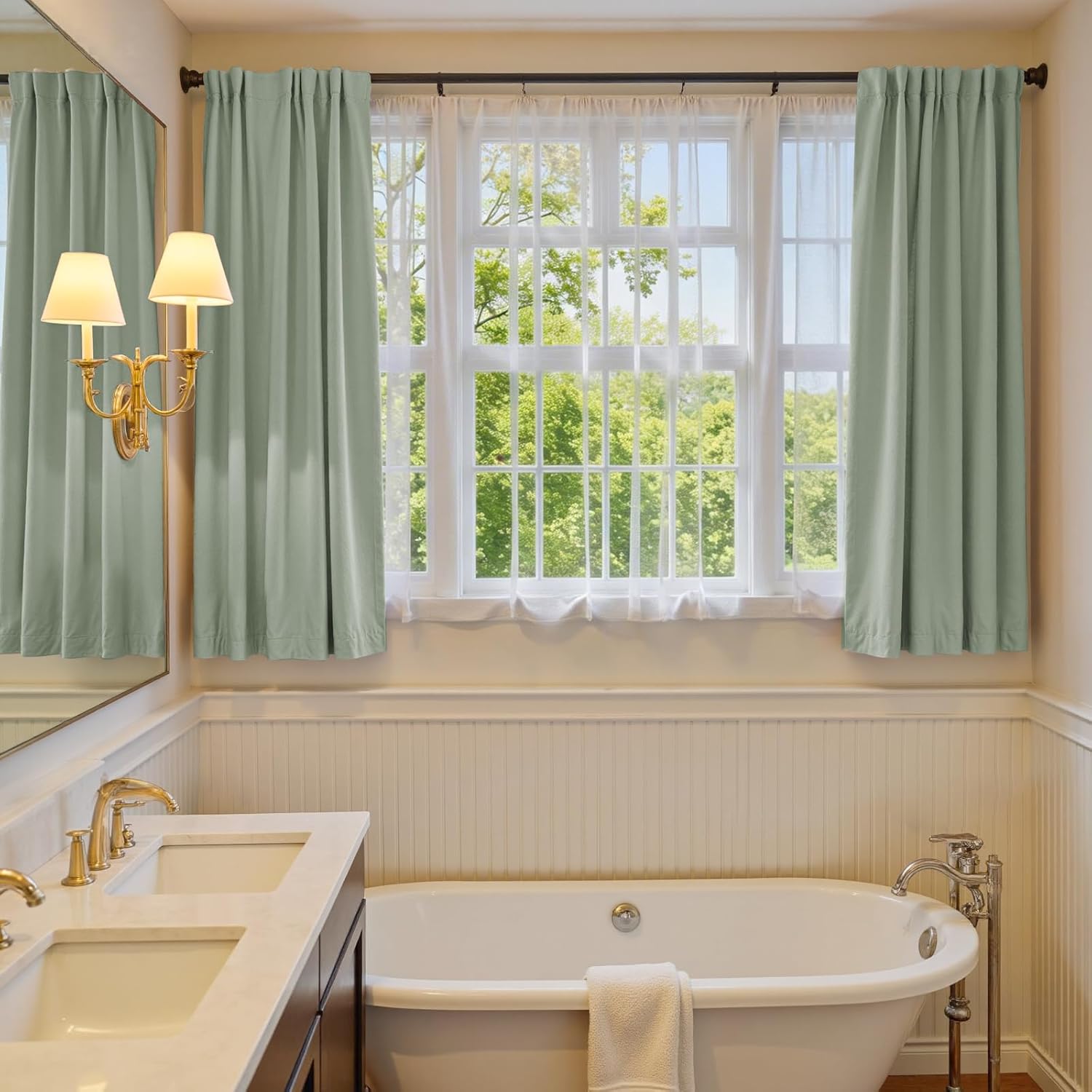 Lazzzy Green Velvet Curtains Blackout Thermal Insulated Curtains 63 Inch Long Window Drapes for Bedroom Living Room Super Soft Luxury Rod Pocket Window Treatment 2 Panels, Grey Sage