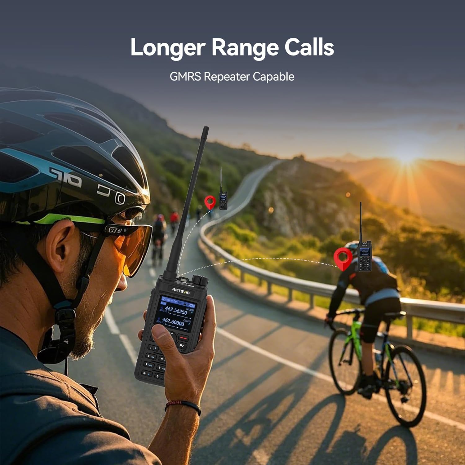 Image illustrating long-range communication capability of Retevis C2 GMRS radio