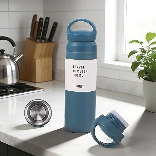 Miniatura 7 de Botella deportiva aislada de doble pared de 17 onzas, mantiene el calorfrío durante 24 horas, a prueba de sudor, duradera, perfecta para gimnasio y