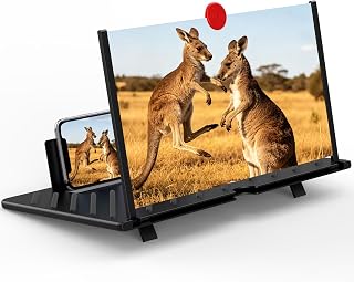 20"Screen Magnifier for Cell Phone,Mobile Phones 3D Magnifier,Screen Expanders for Movies, Videos, and Gaming, Foldable Phone Stand with Screen Amplifier,Birthday Gifts for Mother Father & Kids(Black)
