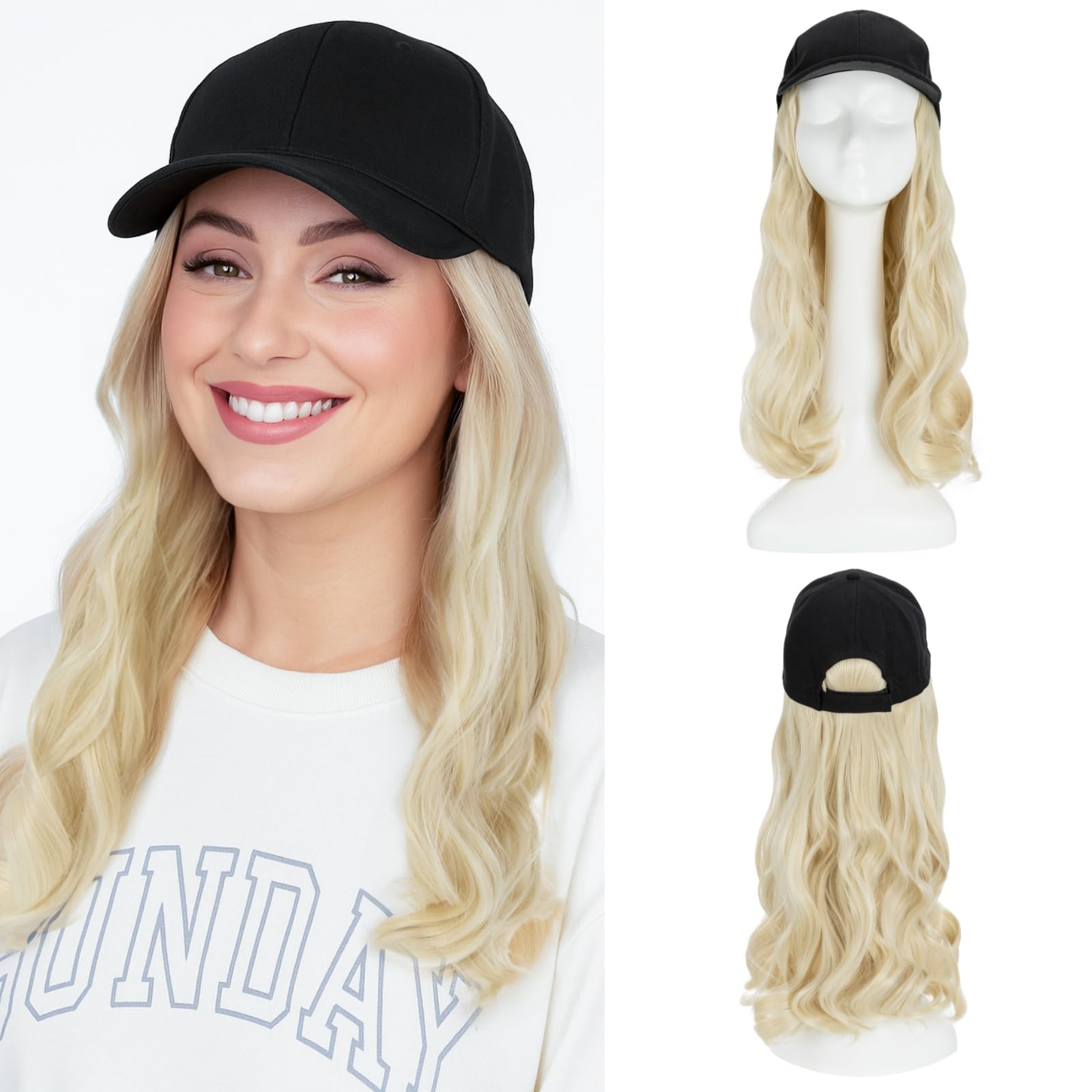 Amazon.com: SEGO Hat Wig, Hat with Hair Attached for Women  display picture 3