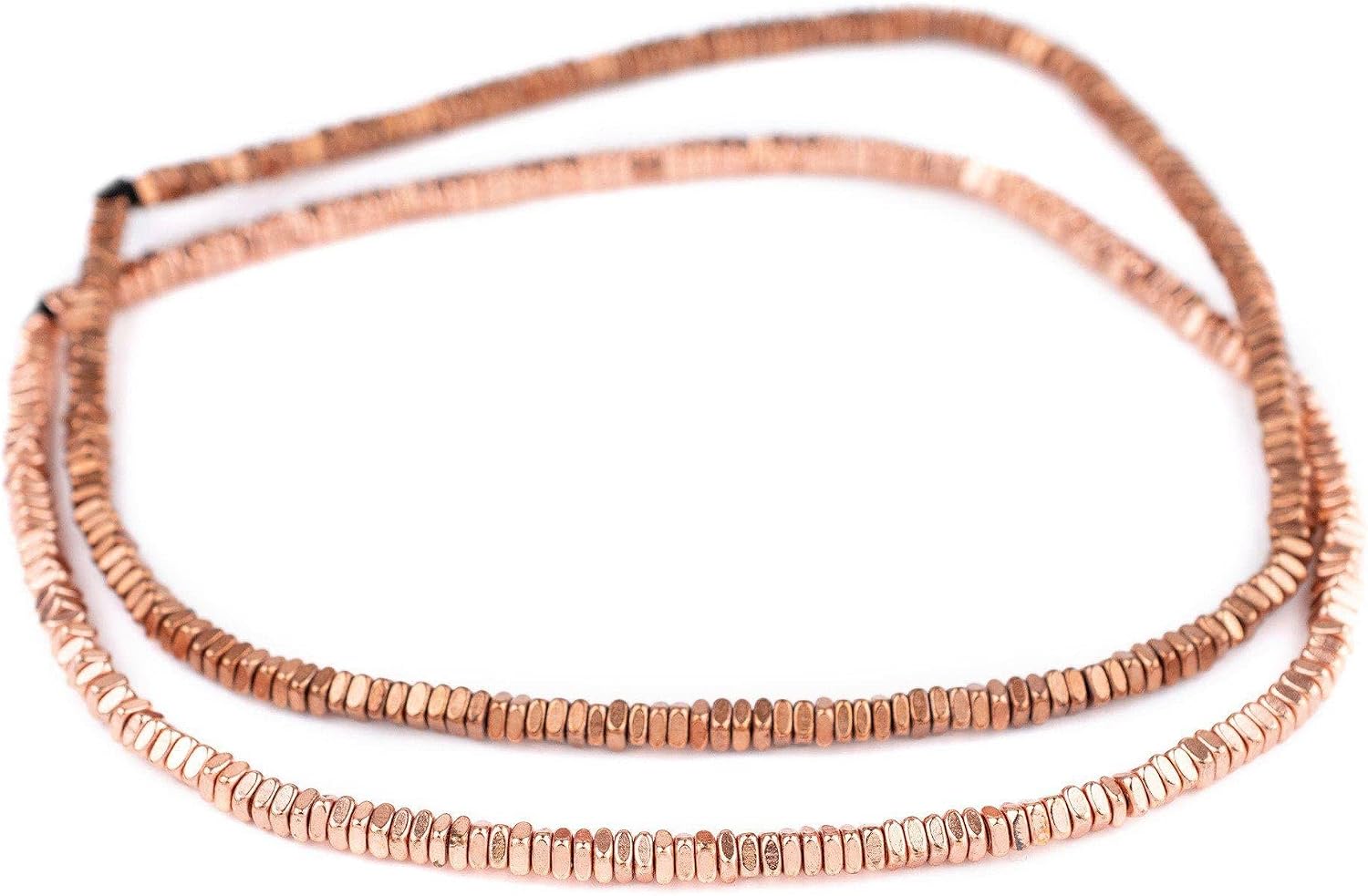 The Bead Chest Faceted Copper Square Beads 4mm, 16 Inch Strand