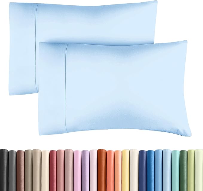 King Pillow Cases - 2 Pack - Super Soft Pillowcase Covers - Envelope Enclosure - Hotel Quality Pillow Protectors - Wrinkle Free, Shrink & Stain Resistant - Machine Washable - 20" x 40" (Light Blue)