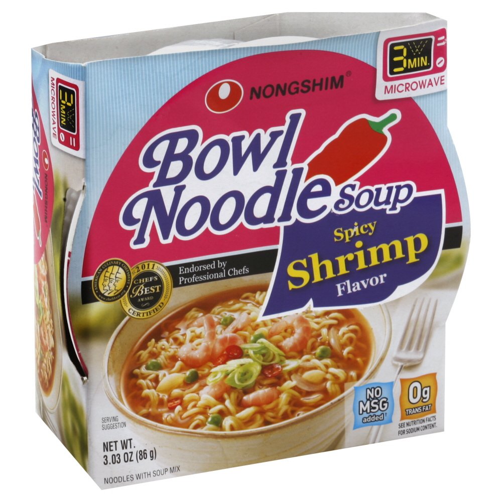 Nong Shim, Soup Bowl Noodle Spicy Shrimp, 3.03 Oz
