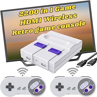 Super Classic Retro Game Console,4K HDMI Video Game System with Built in 2200+ Old School Classic Games and Dual Game Controllers Wireless,Support TF Card and Plug and Play.
