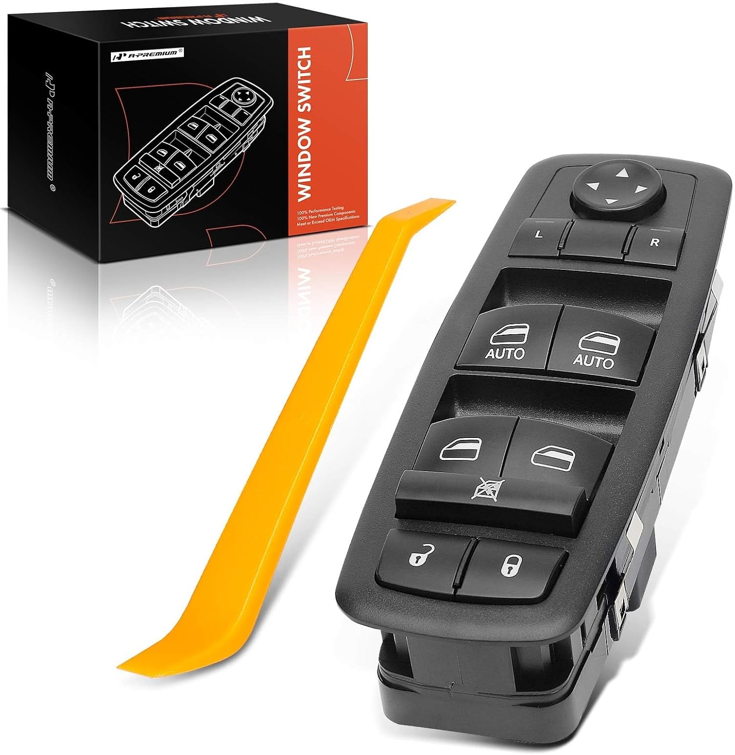 A-Premium 3+9 Pins Master Power Window Switch Compatible with 2012-2015 Ram 1500 2500 3500 C/V, Dodge Grand Caravan, Chrysler Town & Country, Blue LED, Replace# 68110866AA, 68110866AB