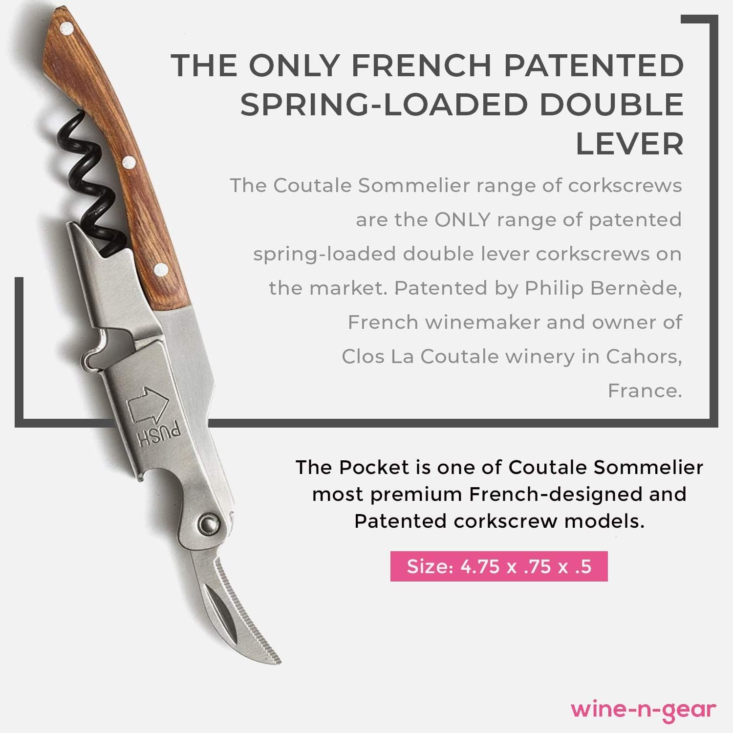 🔥 Flаѕh Sаlе Pocket Prestige Waiters Corkscrew By Coutale Sommelier - Naturalwood - French Patented Spring-Loaded Double Lever Wine Bottle Opener for Bartenders and Gifts - Sharp Micro-Serrated Knife