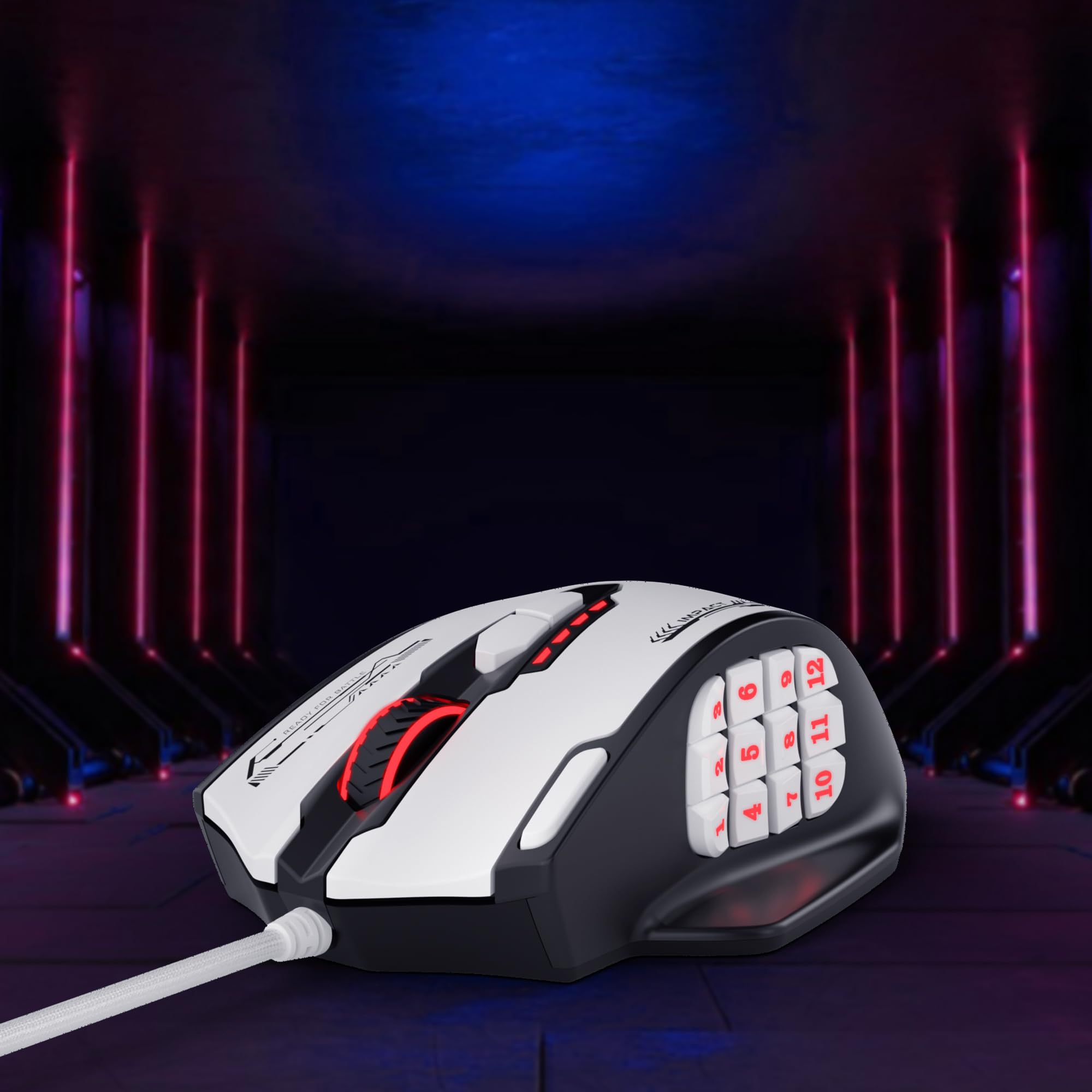 Redragon M908WB Souris Gaming MMO Filaire 24000 DPI Blanche