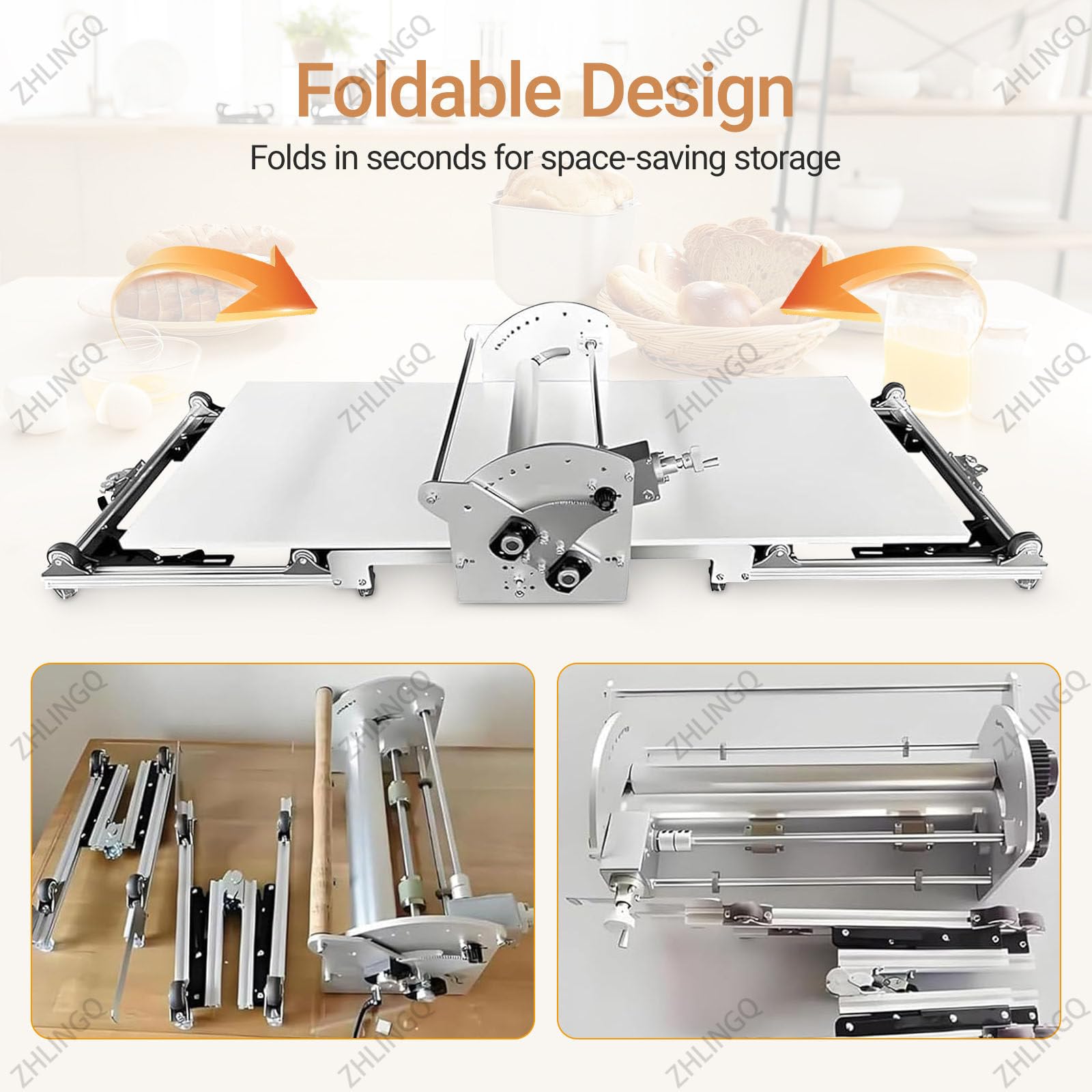 Laminadora De Masa Eléctrica Profesional para Repostería Casera, Laminadora De Hojaldre con Grosor Ajustable De 2 a 30 Mm, Rodillo De Masa Manual con Tabla De Laminado De 1000 X 450 Mm