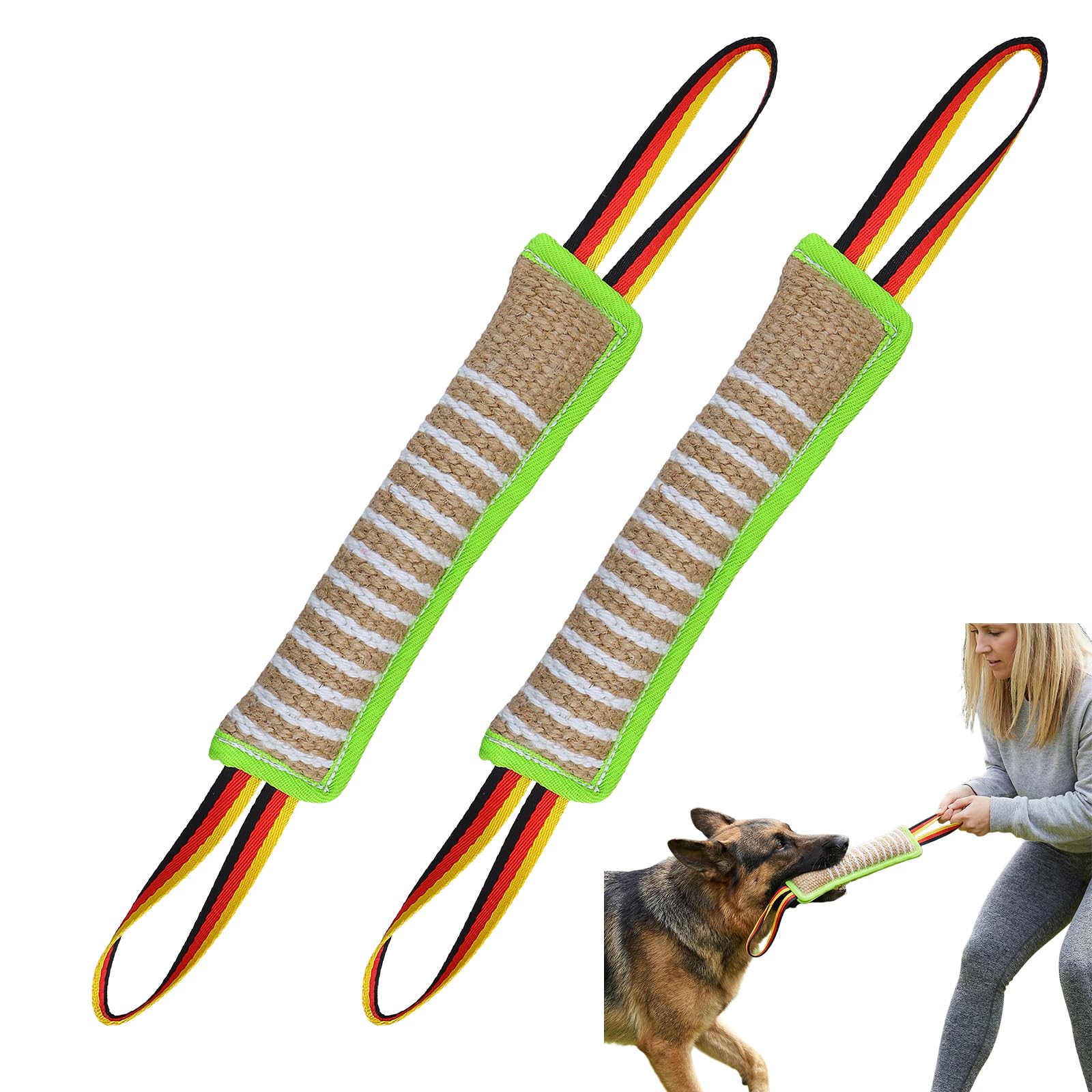 Giocattolo per Cani Manicotto 30cm 2 Maniglie Addestramento Gioco Morbido Cuscino Morso Interattivo Verde