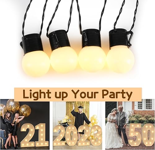 Miniatura 10 de imprsv Cadena de luces de 10 bombillas, cadena de luces para números iluminados, luces de cadena de luces para interiores y exteriores, luces